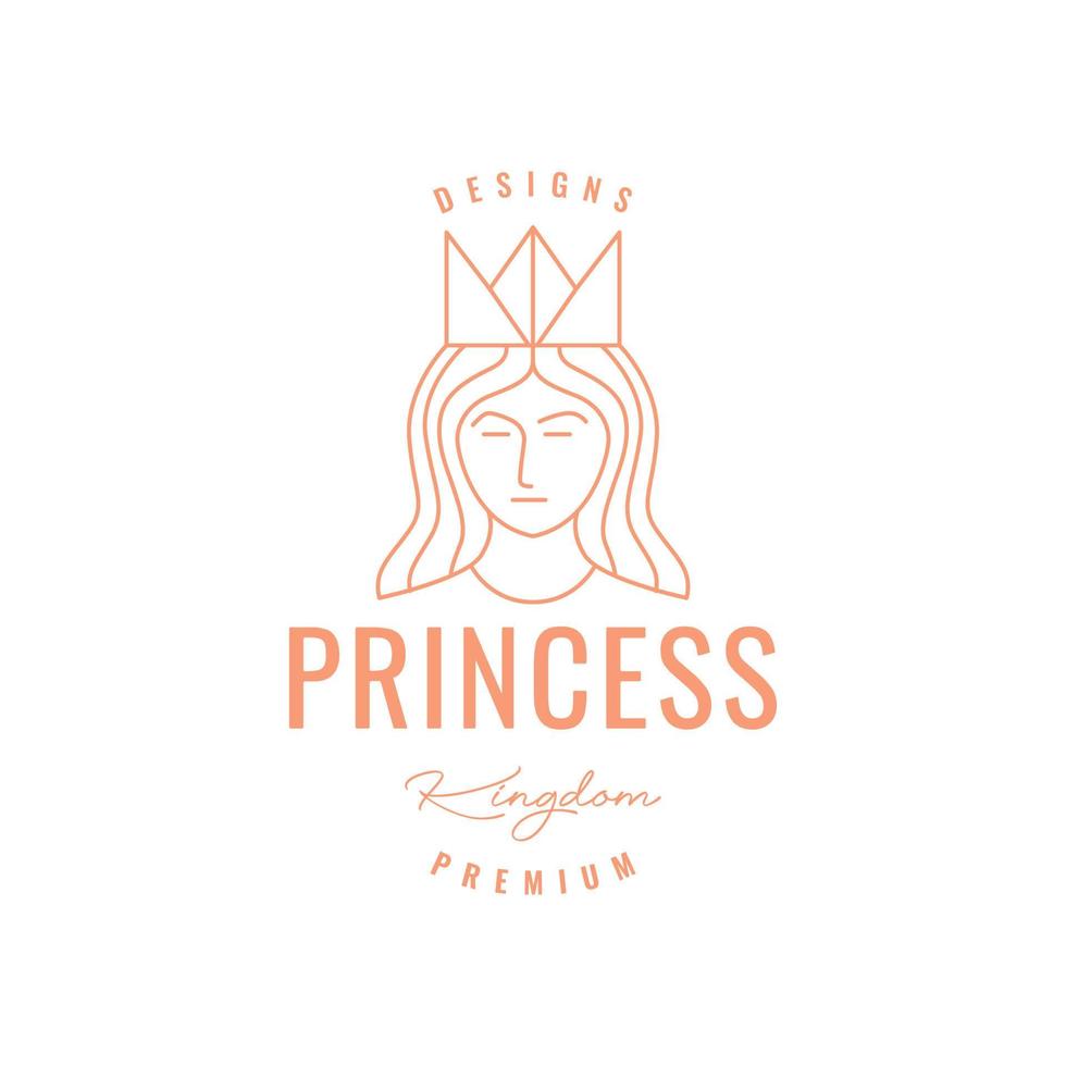personas mujer hermosa cara largo pelo princesa Reino línea minimalista moderno sencillo logo diseño vector
