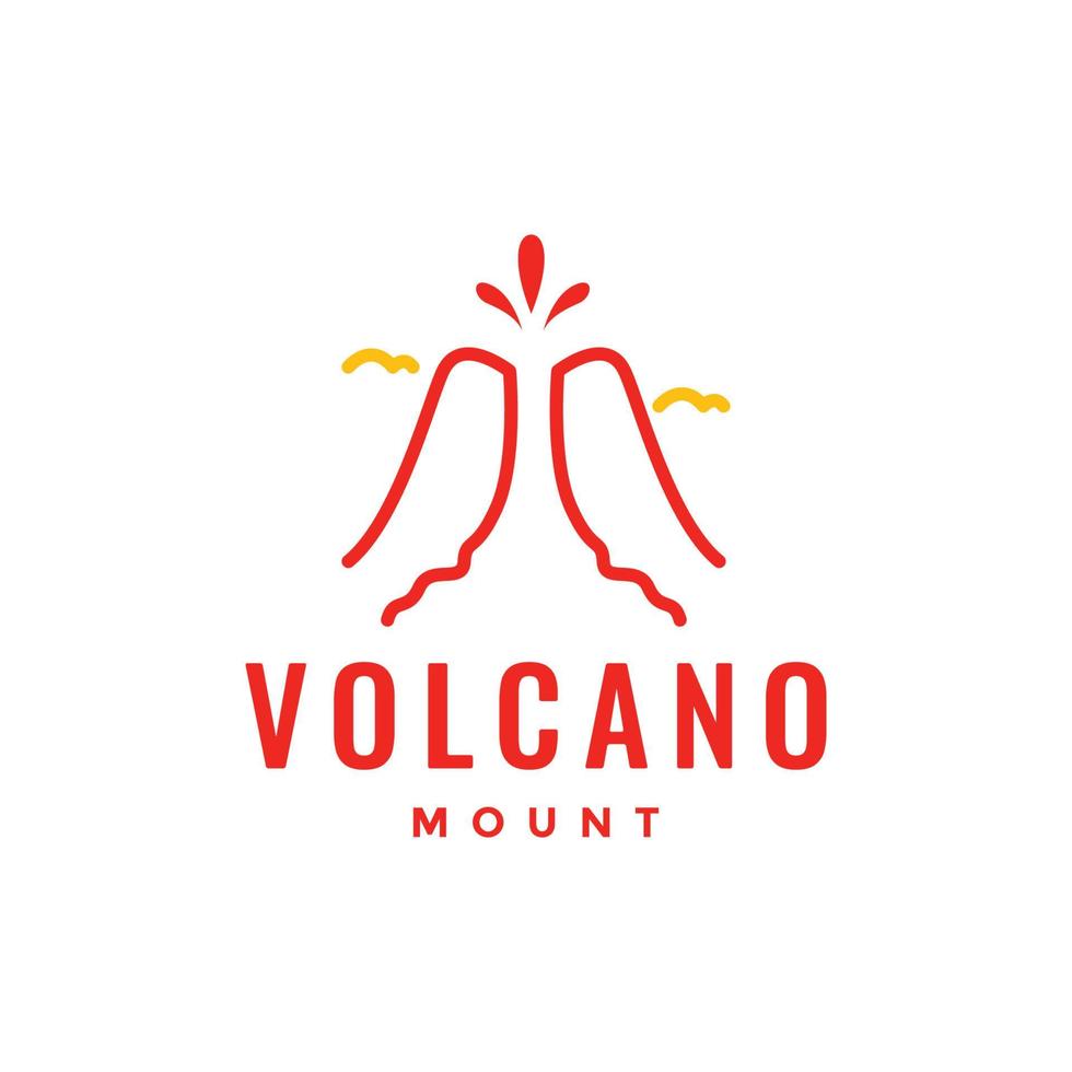 mount volcano lava line modern minimal logo design vector