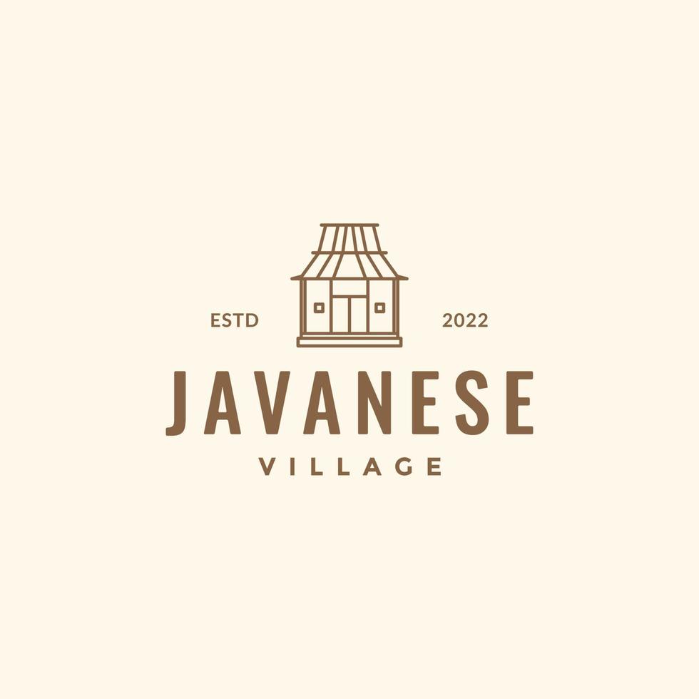 village house culture java joglo indonesia wood minimal hipster logo design vector icon illustration