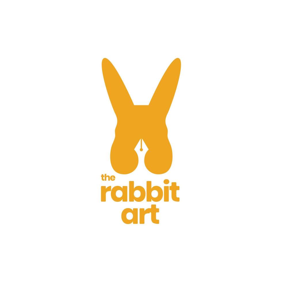 rabbit hare ears animals pets ballpoint writer art logo design vector icon illustration