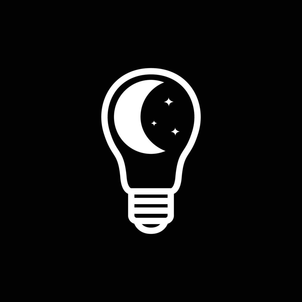 lámpara bulbo noche creciente brillar Luna ideas logo diseño icono vector ilustración