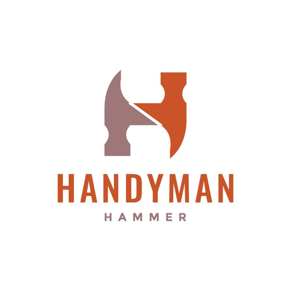 letter H for hammer modern repair service handyman logo design vector icon illustration