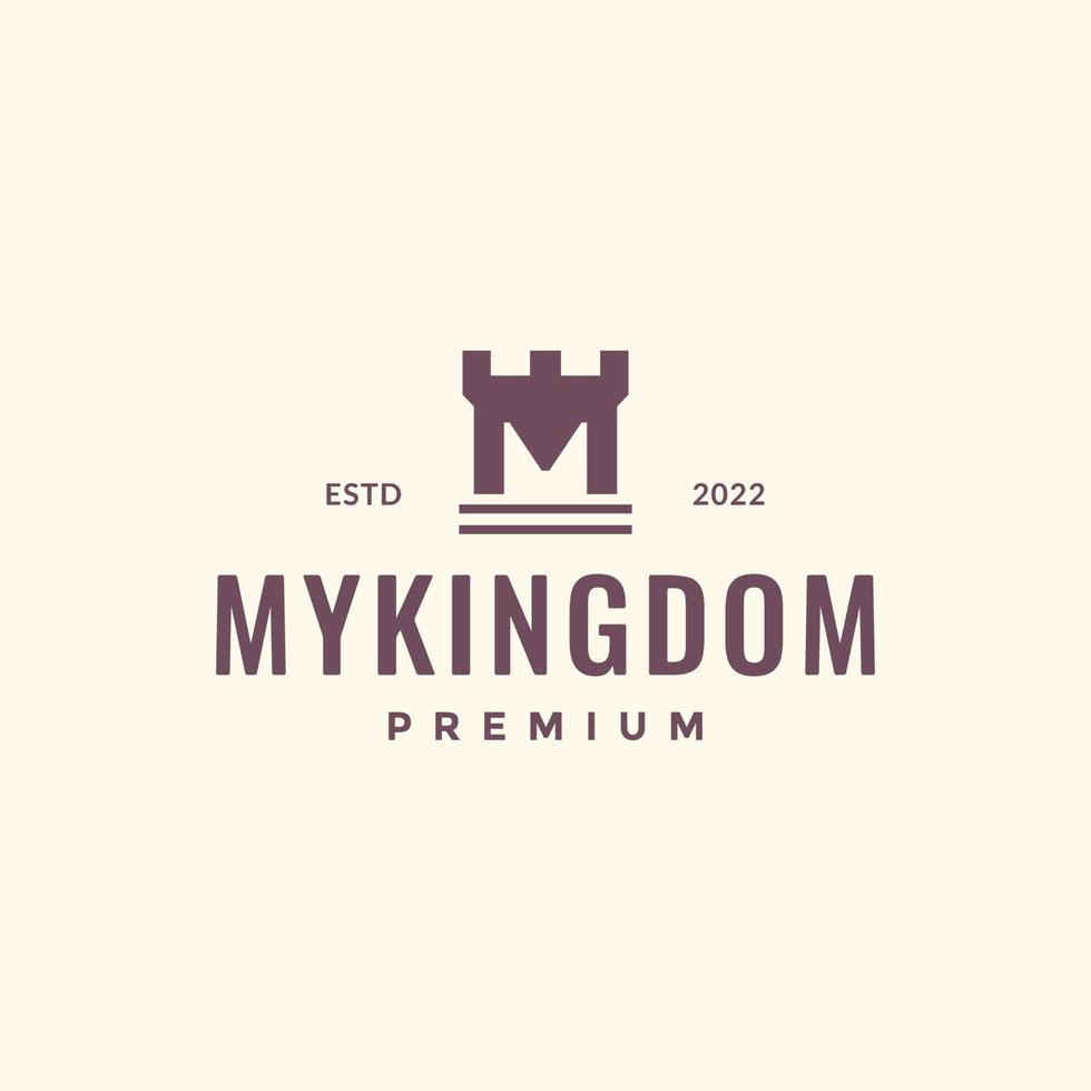 letter M with kingdom castle ancient hipster logo design vector icon illustration