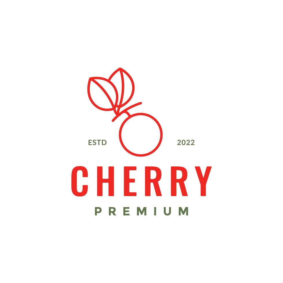 fruit fresh red cherry lines minimalist logo design vector icon illustration