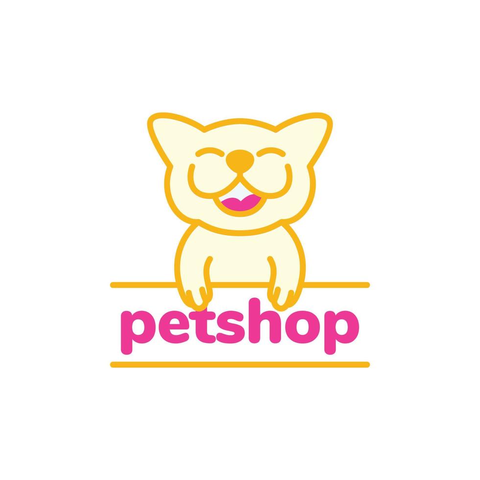 animal mascotas perro canino perrito sonrisa contento vistoso mascota tienda moderno logo diseño vector