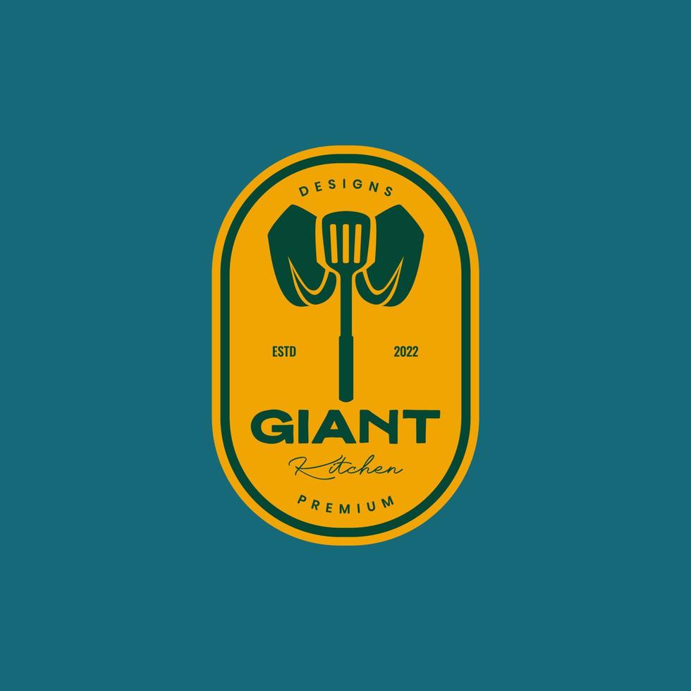 gigante restaurante espátula Cocinando cocina elefante Insignia Clásico de colores logo diseño vector icono ilustración