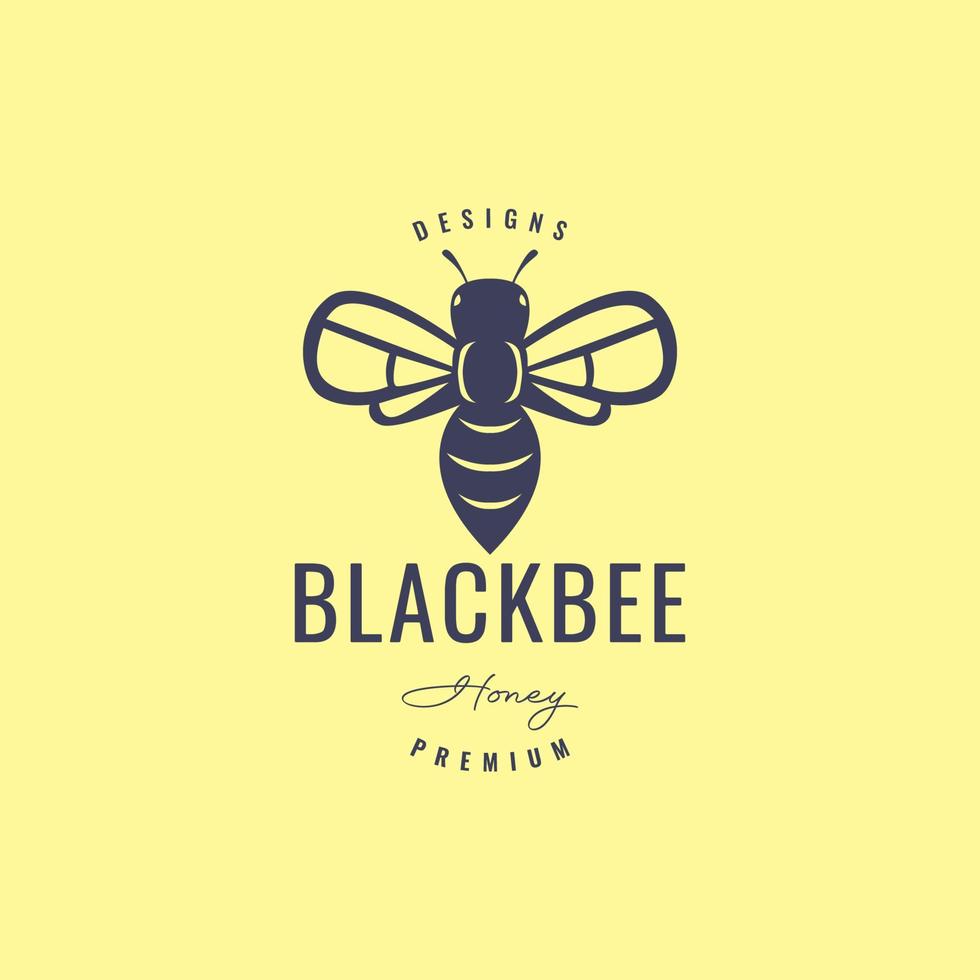 flying insect bumblebee black hipster vintage colored logo design vector icon illustration