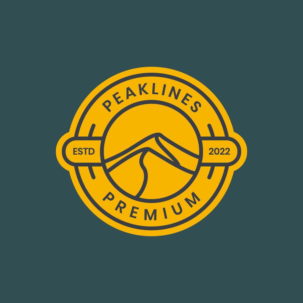 peak high hill mountain minimalist line art circle badge vintage logo design vector icon