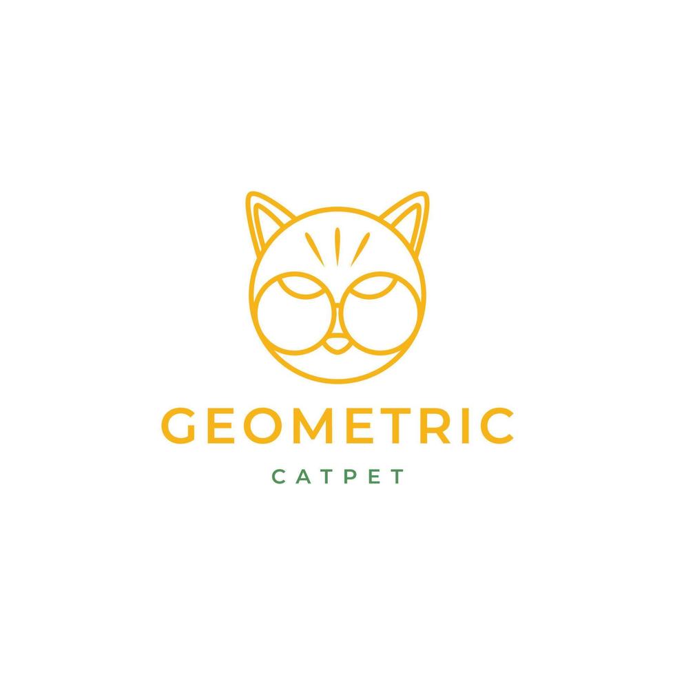 animal pets cat kitten geometric modern line circle logo design vector icon illustration