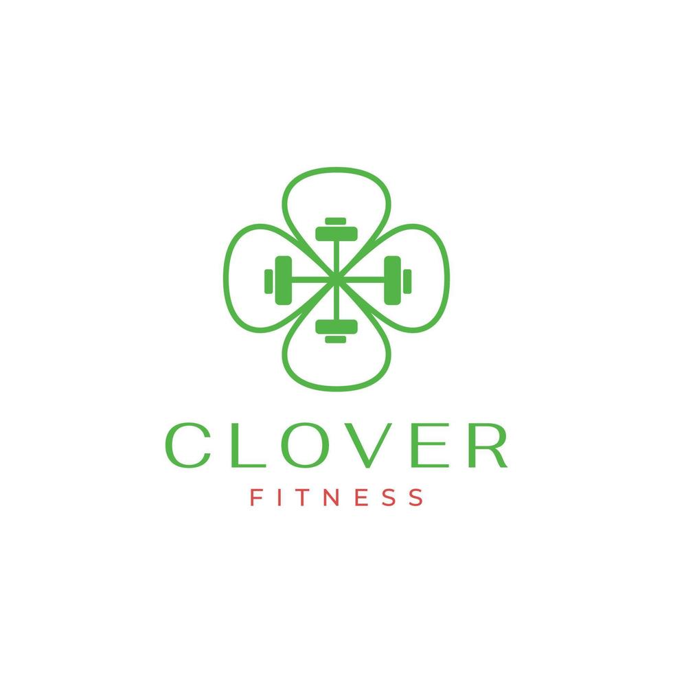 cross barbell gym fitness feminine clove leaves logo design vector icon illustration