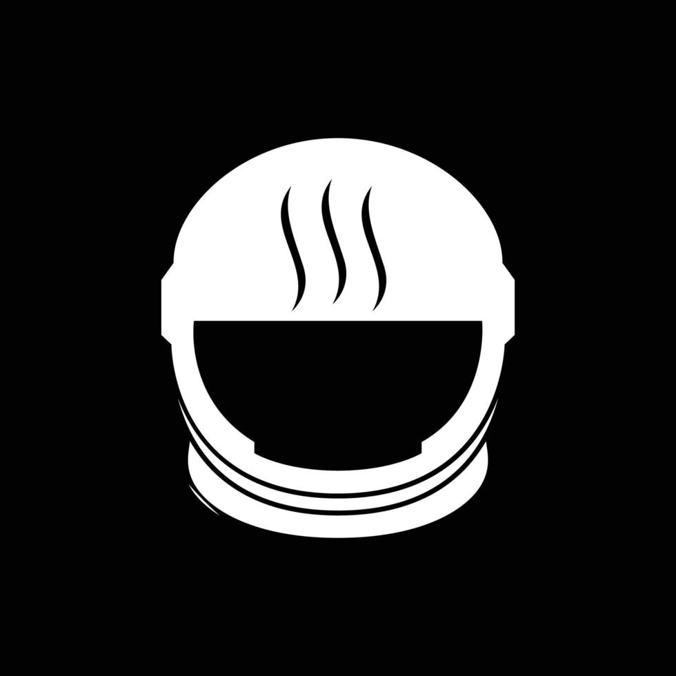 casco astronauta espacio cielo comida fideos cuenco sopa moderno logo diseño vector