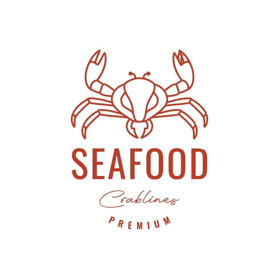 animal creature ocean sea crab seafood food cooking line minimal hipster logo design vector