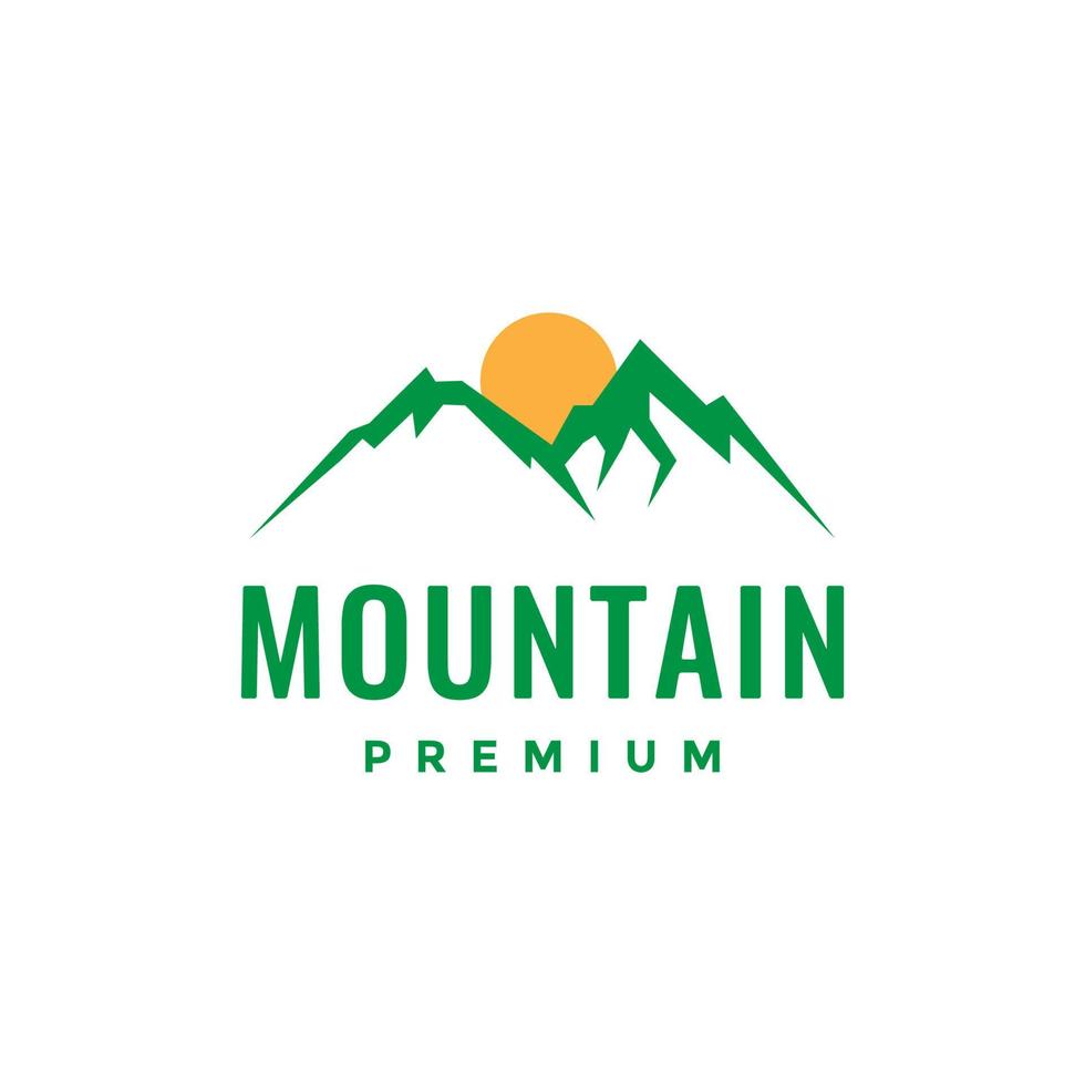 peak high hill mountain sunset forest simple logo design vector icon illustration