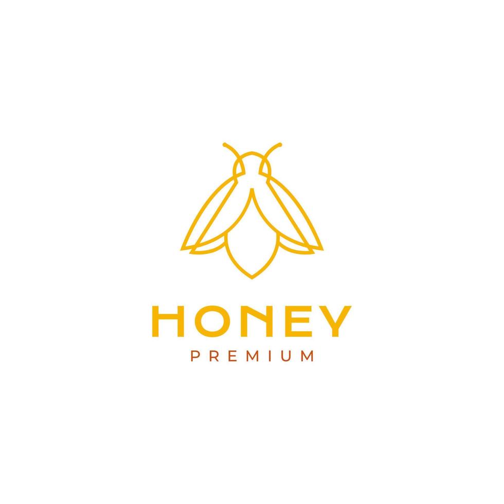 miel abeja insecto volador burbuja abeja línea alas minimalista logo diseño vector icono ilustración