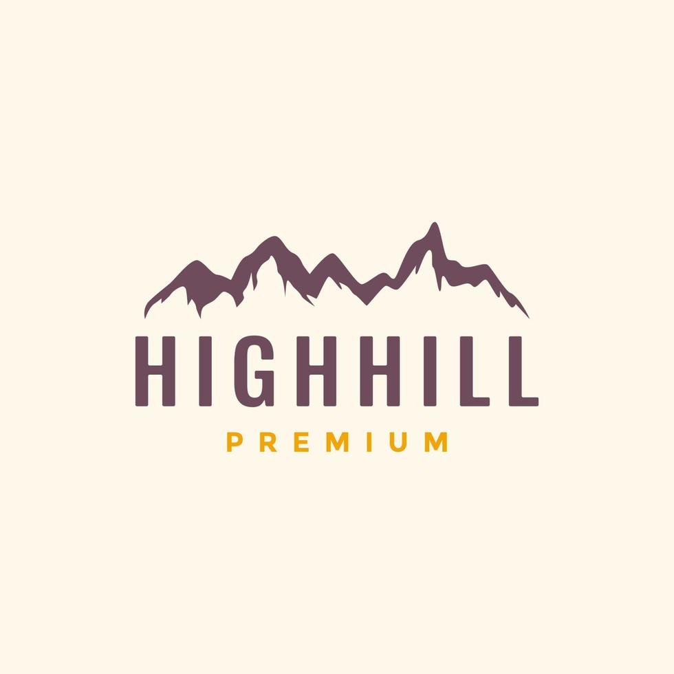 high hill stones rock mountain peak simple hipster logo design vector icon