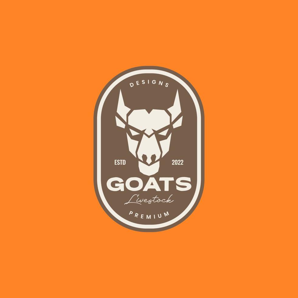 head goat skull horned meat livestock badge vintage logo design vector icon illustration