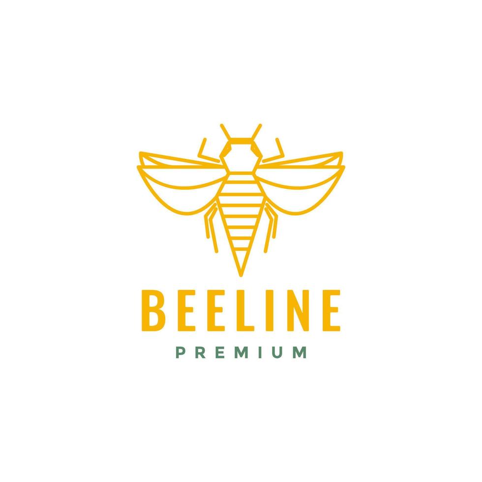 bee honey flying insect looking flower line modern logo design vector icon illustration