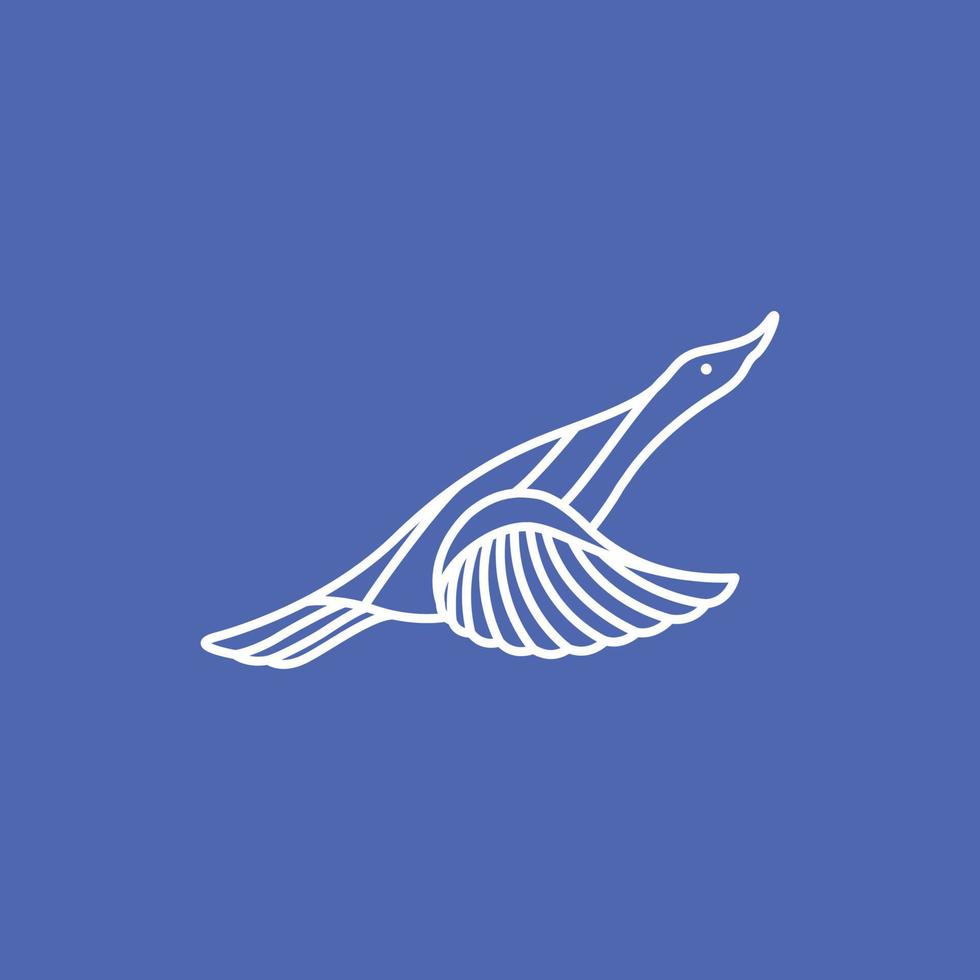 swan goose flying modern line art simple logo design vector