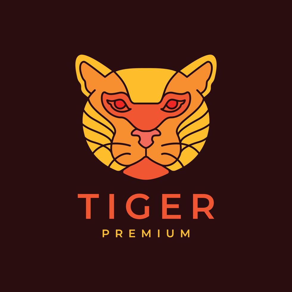 bestia animal Tigre cara cabeza vistoso moderno sencillo logo diseño vector