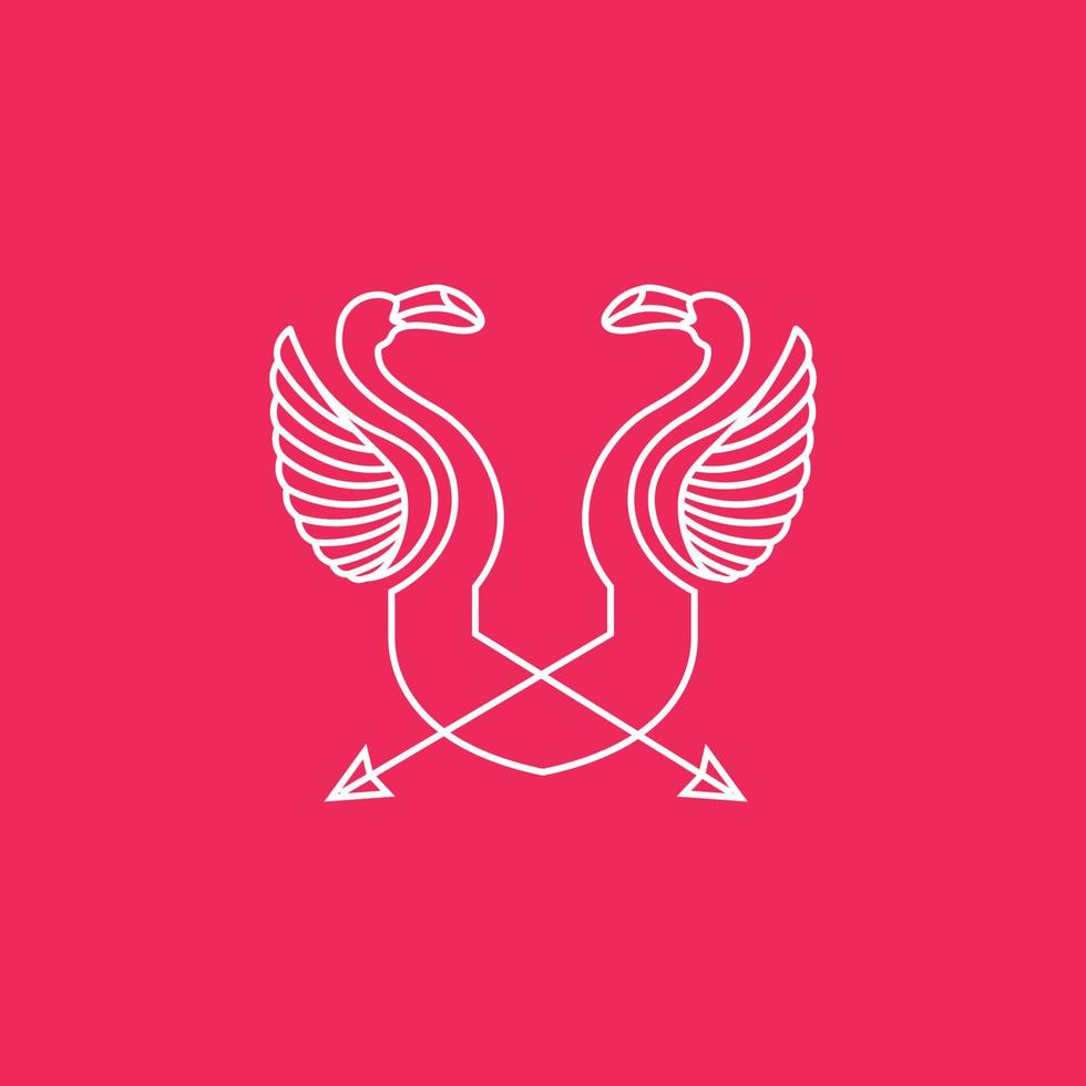 art bird flaying flamingo arrows line modern minimalist logo design vector