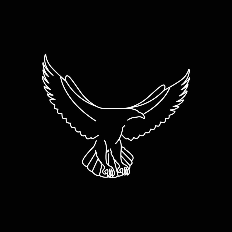 animal bird flying eagle hunting line art minimalist logo design vector