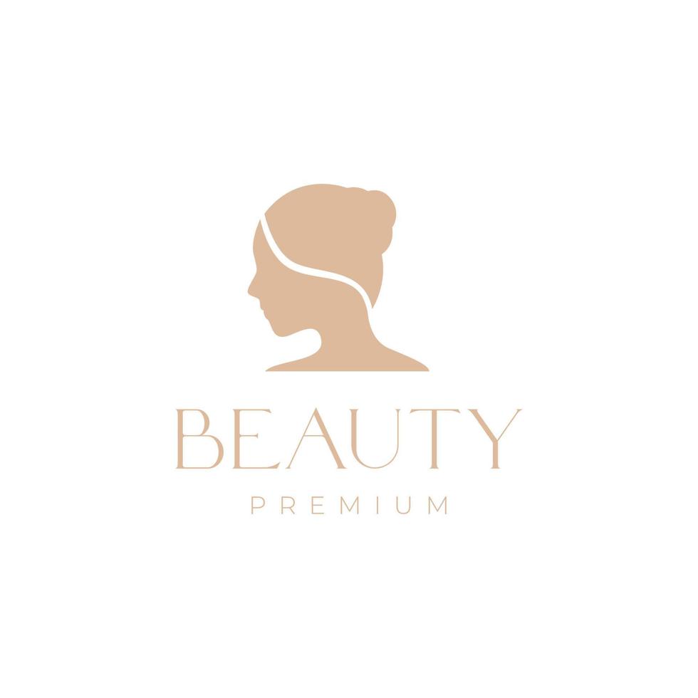 women female hair bun beauty care hair salon treatment feminine logo design vector