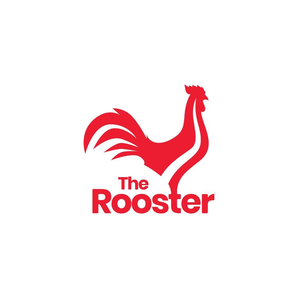 long tails rooster poultry animal red modern logo design vector icon illustration