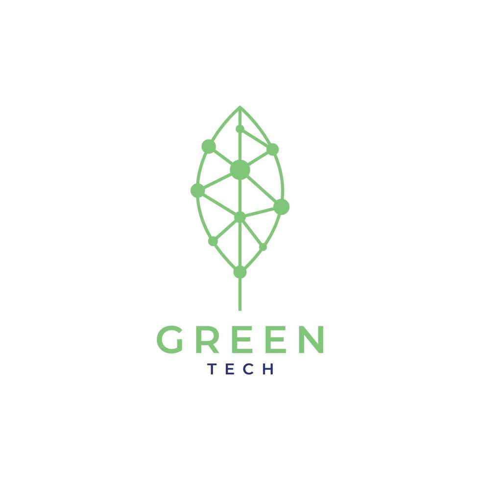 hoja tecnología conectando punto hojas naturaleza futuro ambiente logo diseño vector icono ilustración