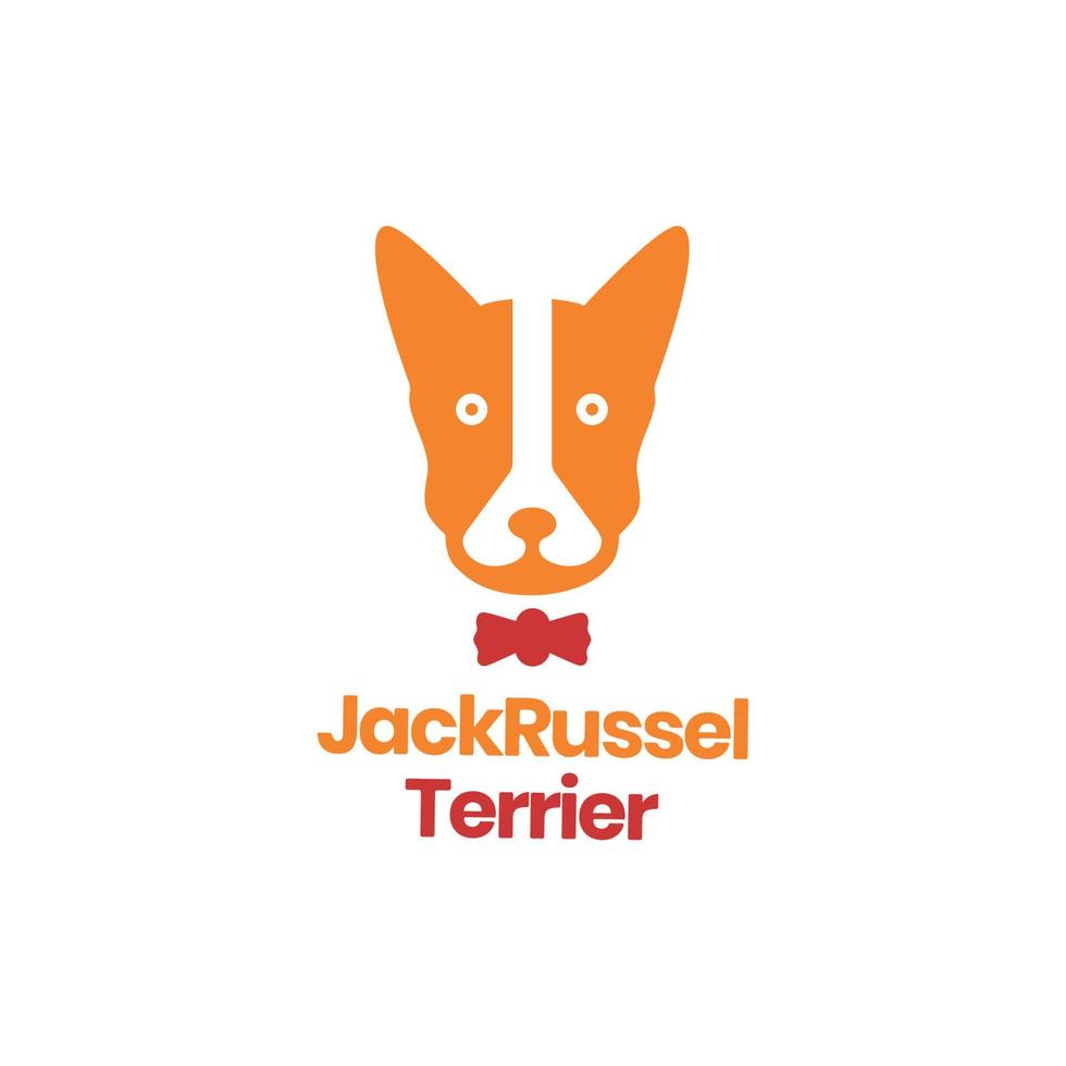 face mascot pets dog cool jack russel terrier orange flat logo design vector icon illustration