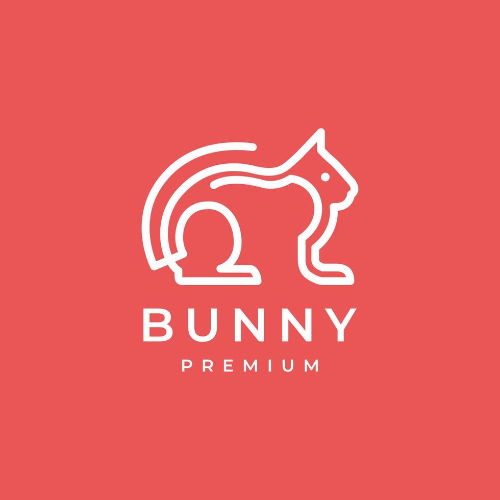 animal pets rabbit hare bunny geometric modern line simple minimal logo design vector