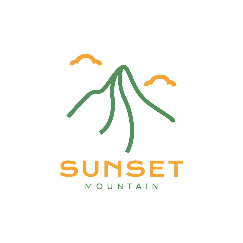 mount peak high hill afternoon sunset simple modern minimalist line logo design vector