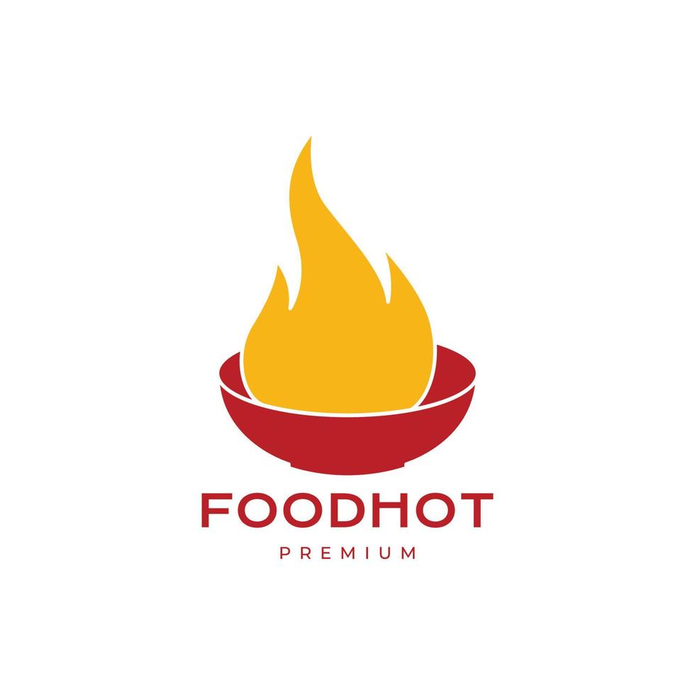 comida cuenco fuego fuego caliente picante gusto moderno logo diseño vector