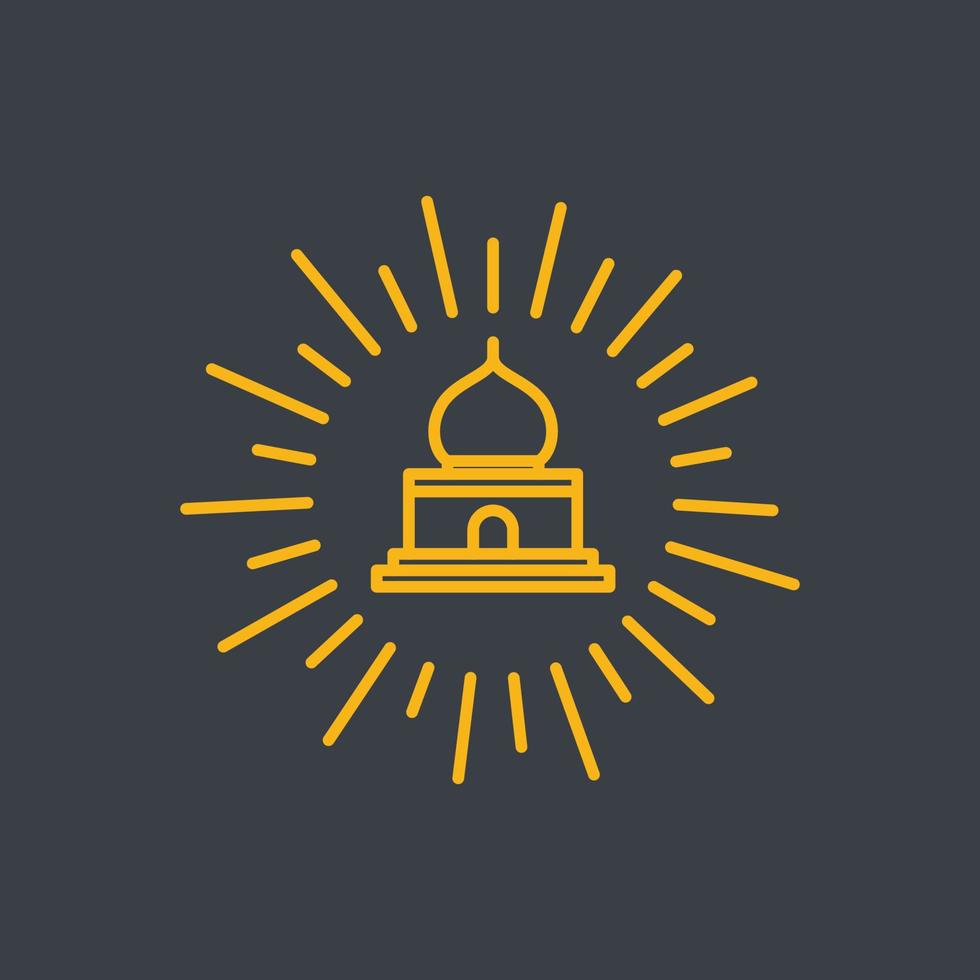 muslim pray place mosque shine sunburst minimalist line simple logo design vector