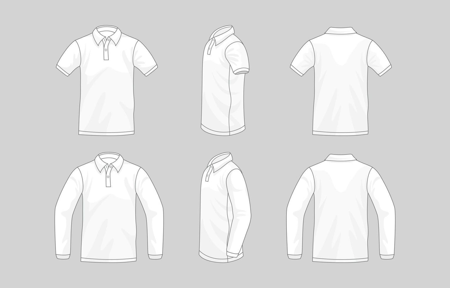 White Outlined Polo T-Shirt Mock Up vector