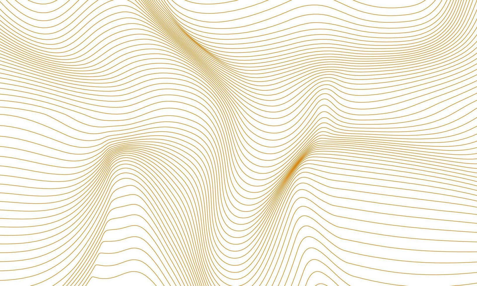 Gold line waves on white background, abstract background vector design