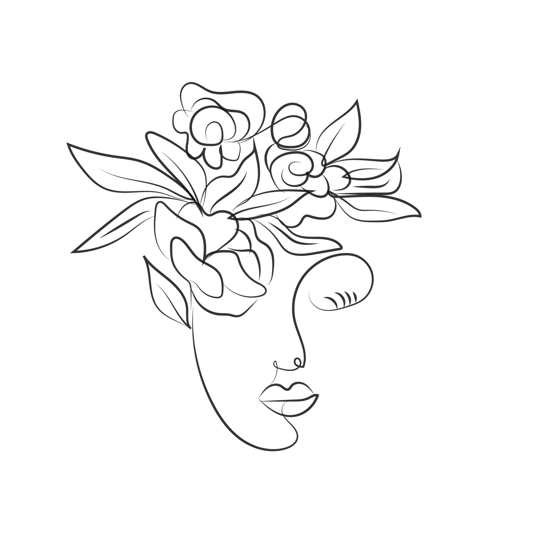 Hand drawn woman and flowers 20529397 Vector Art at Vecteezy