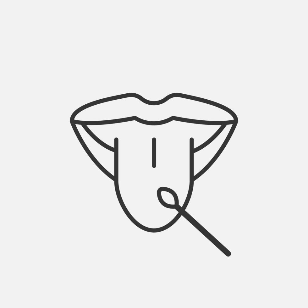 Oral test for laboratory line icon. Open mouth with tongue medical procedure. Vector illustration
