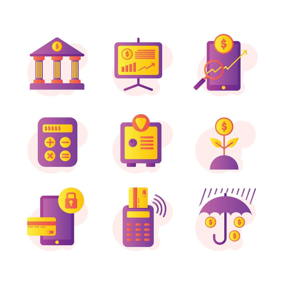 Set Of Bank Application Icons vector