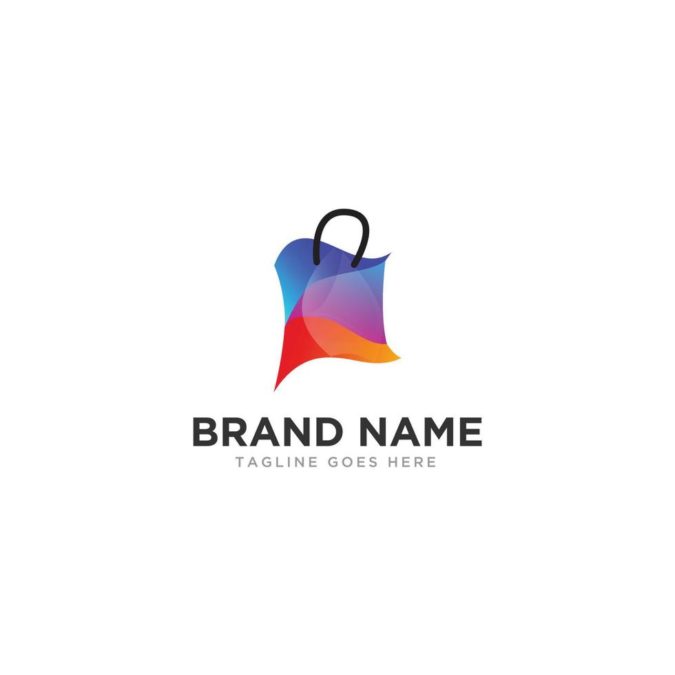 Shopping bag logo design for online shop. vector