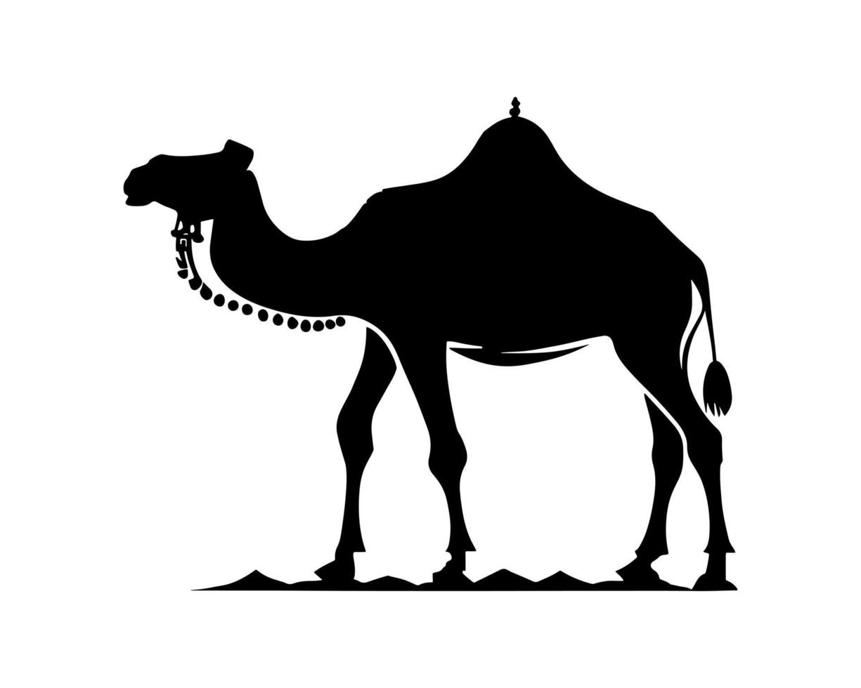 Camel silhouette black logo animals silhouettes icons camel riders desert palm silhouette vector illustration