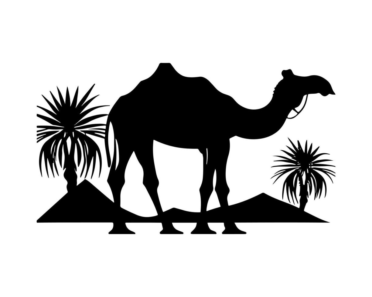 camello silueta negro logo animales siluetas íconos camello jinetes Desierto palma silueta vector ilustración