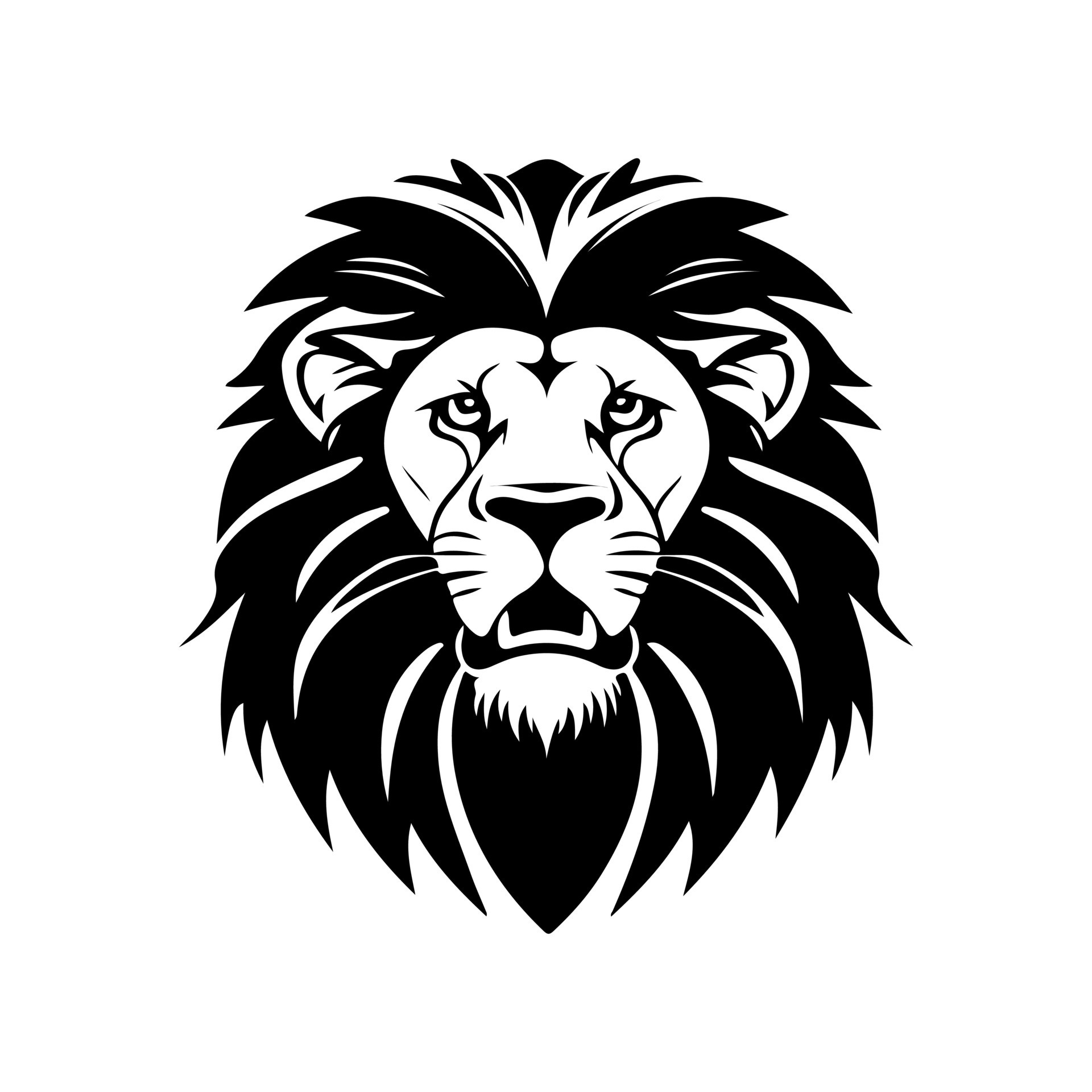 Lion head face logo silhouette black icon tattoo mascot hand drawn lion  king silhouette animal vector illustration 20529860 Vector Art at Vecteezy
