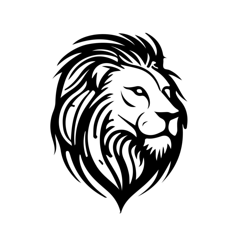 león cabeza cara logo silueta negro icono tatuaje mascota mano dibujado león Rey silueta animal vector ilustración