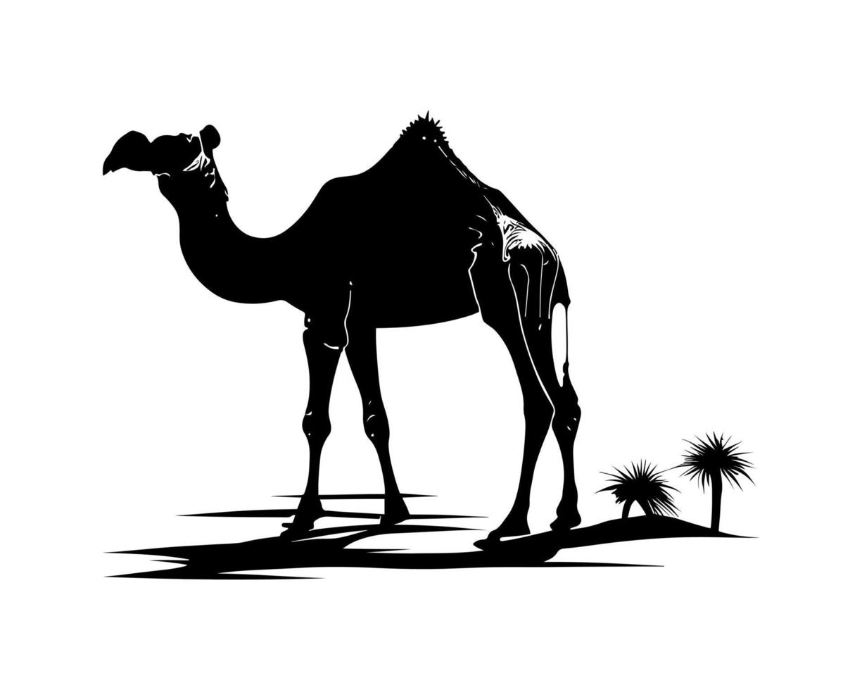 Camel silhouette black logo animals silhouettes icons camel riders desert palm silhouette vector illustration