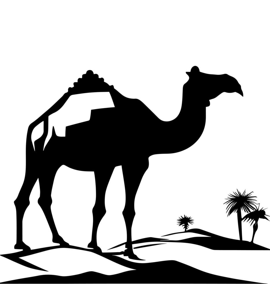 Camel silhouette black logo animals silhouettes icons camel riders desert palm silhouette vector illustration