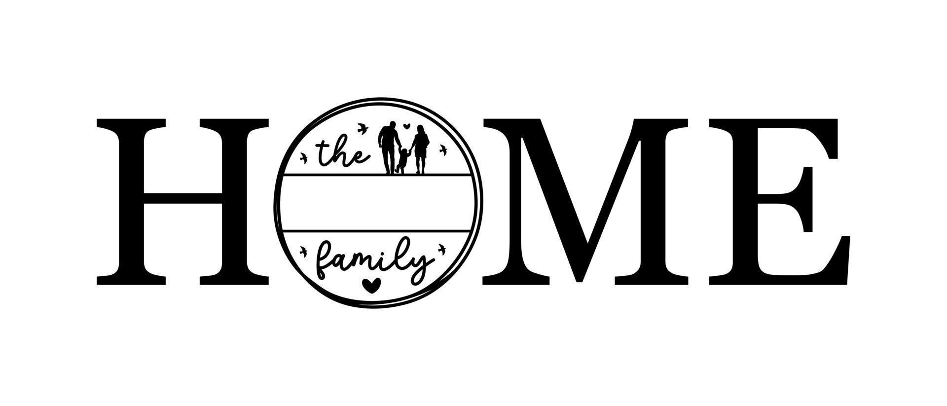Hand lettering Family name monogram split monogram the family welcome home sign wedding floral ornament wreath border frame greeting card invitation vector