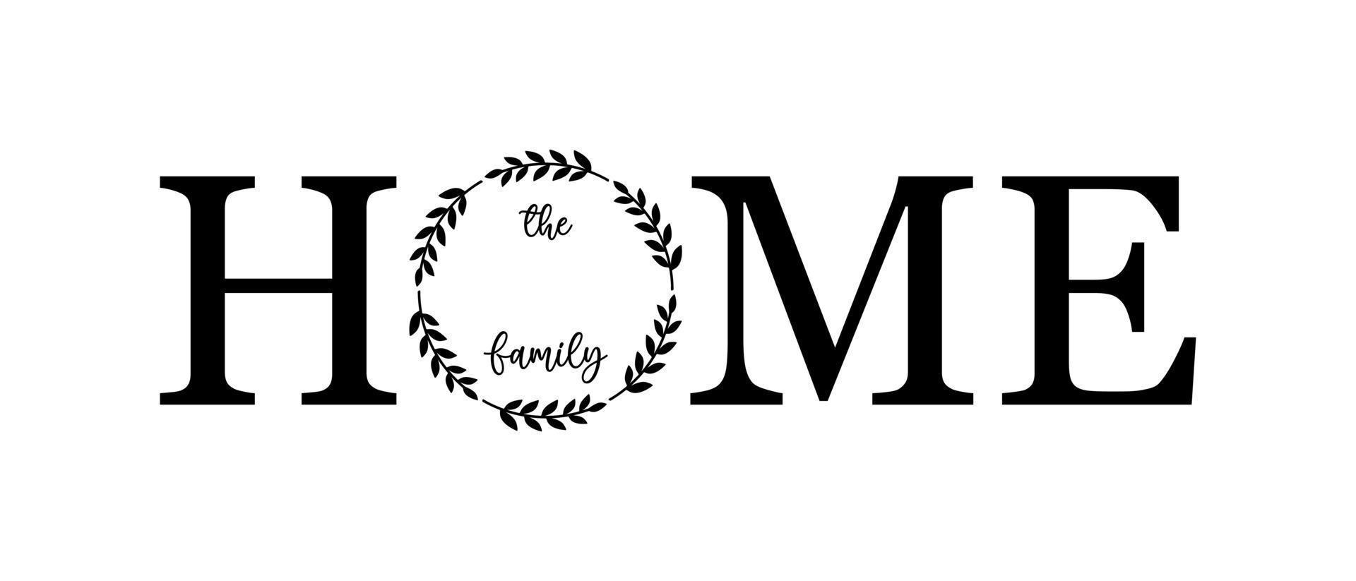 Hand lettering Family name monogram split monogram the family welcome home sign wedding floral ornament wreath border frame greeting card invitation vector