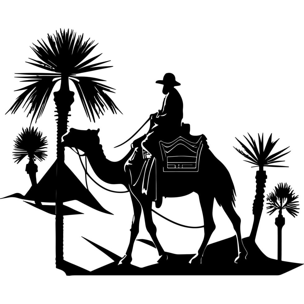 Camel rider silhouette black logo animals silhouettes icons camel riders desert palm silhouette vector illustration