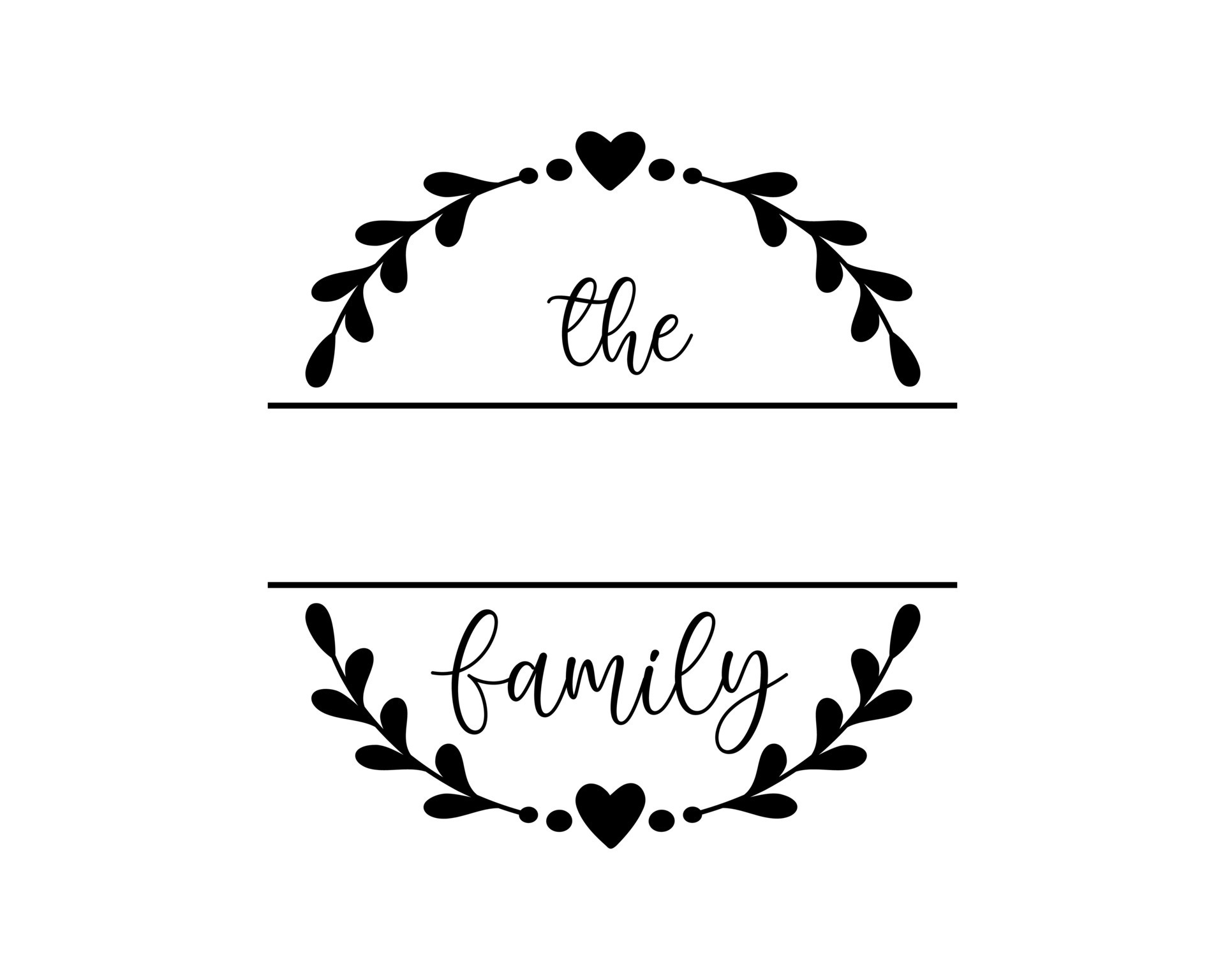 Hand lettering Family name monogram split monogram the family