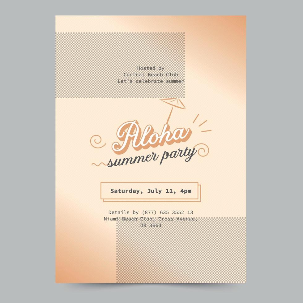Template of Aloha Summe Party Flyer, Instant Download, Editable Design, Pro Vector